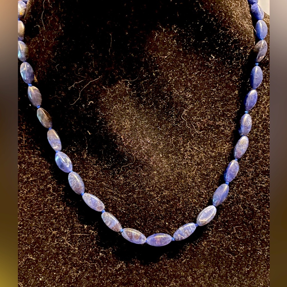 Lapis Glass Bead Necklace Vtg
